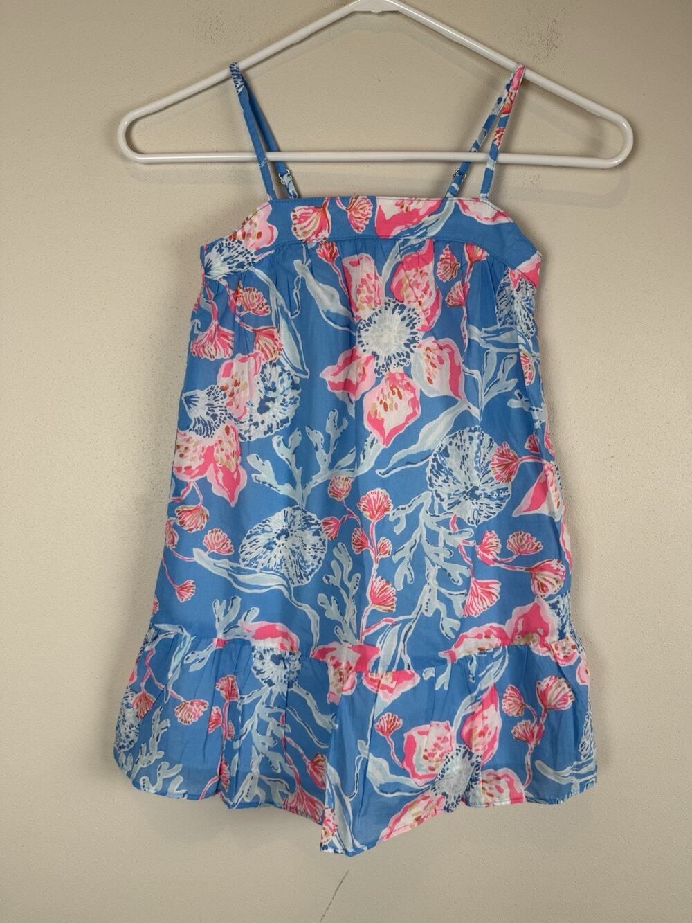 Lilly Pulitzer Girl's Mini Alessia Floral Shift Dress Blue Pink Floral M 6-7 NWT